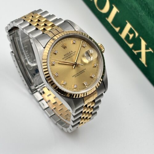 Rolex Datejust 36 16223 Champagne Dial With Diamond Indices LxryVIntage LXV