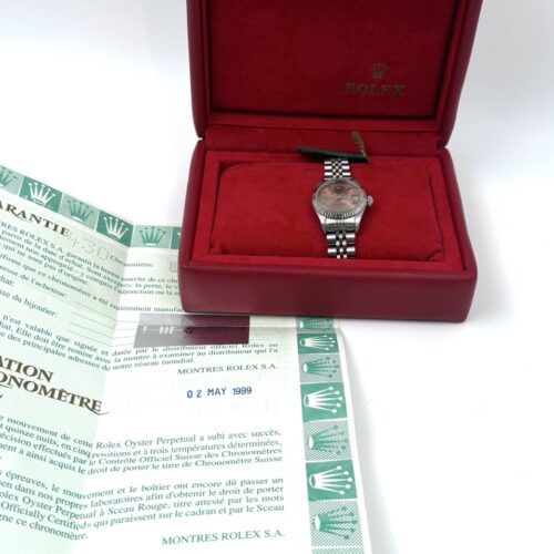 Rolex Lady-Datejust 26 Pink Salmon Roman Dial 69174 Unpolished Tag Paper and Box